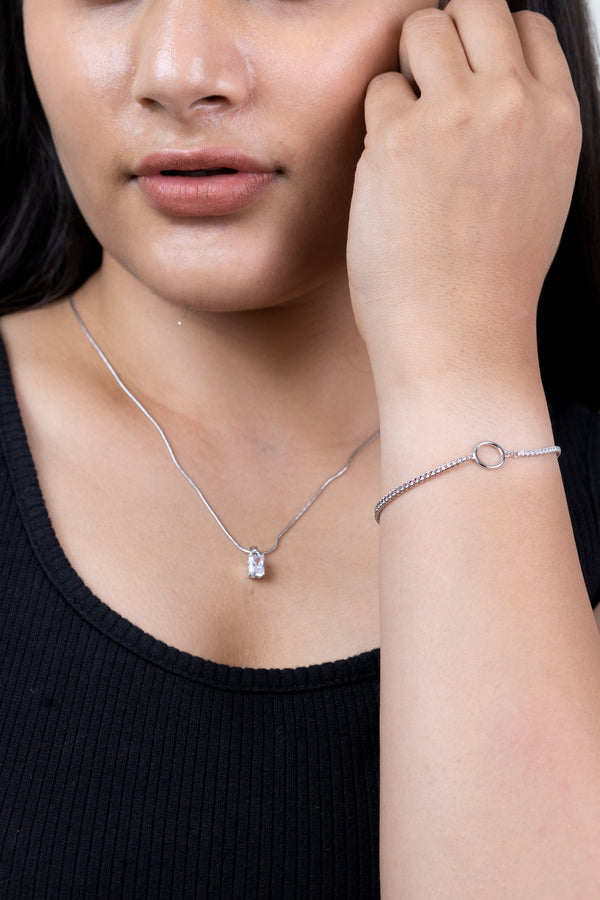 Platinum Plated Solitaire Diamond Pendant