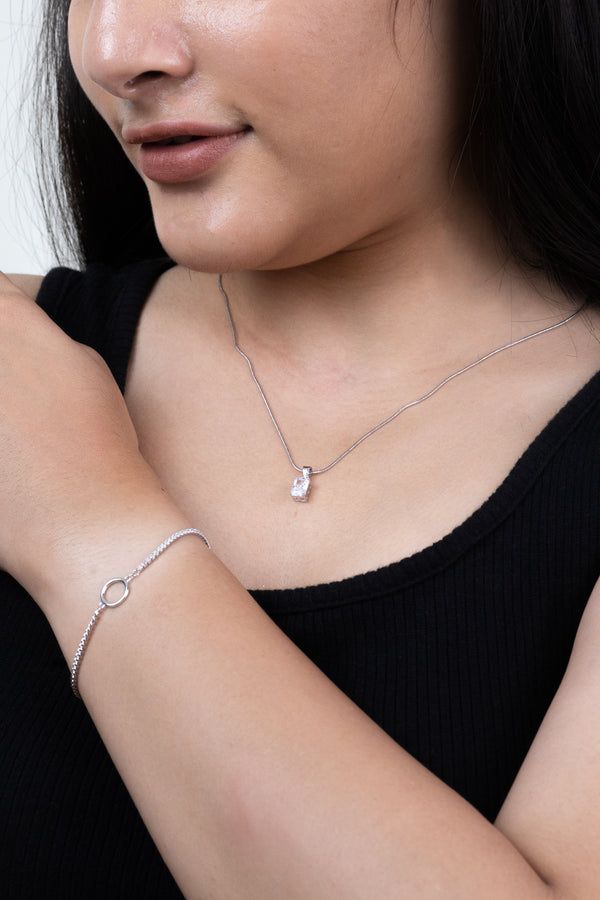 Platinum Plated Solitaire Diamond Pendant