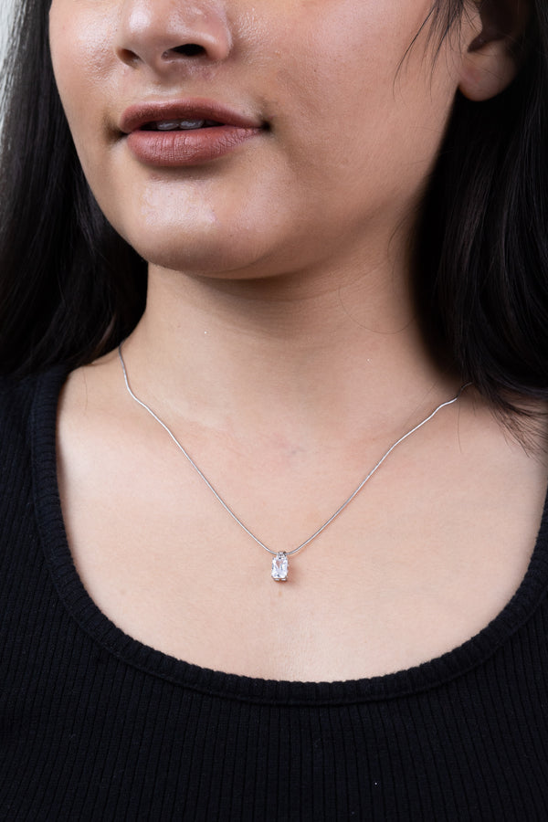 Platinum Plated Solitaire Diamond Pendant