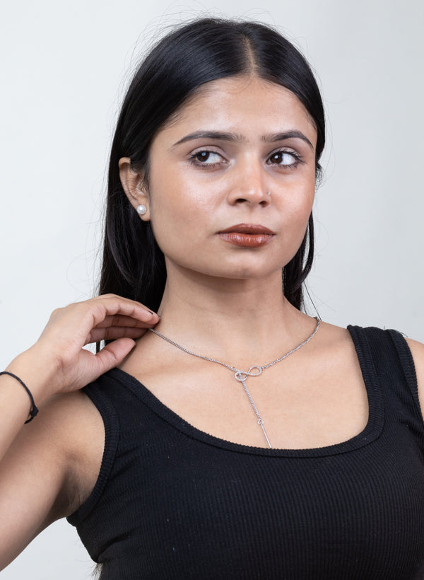 925 Sterling Silver Double CZ Dainty Drop Adjustable Lariat Simple Y Necklace